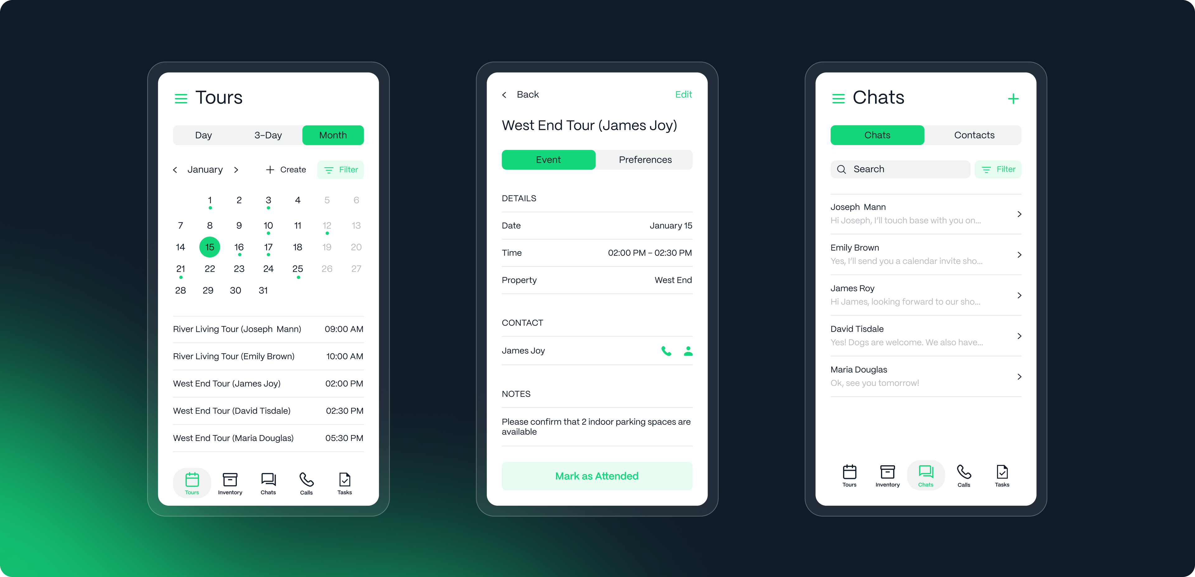 Screenshots of DashQ Mobile application