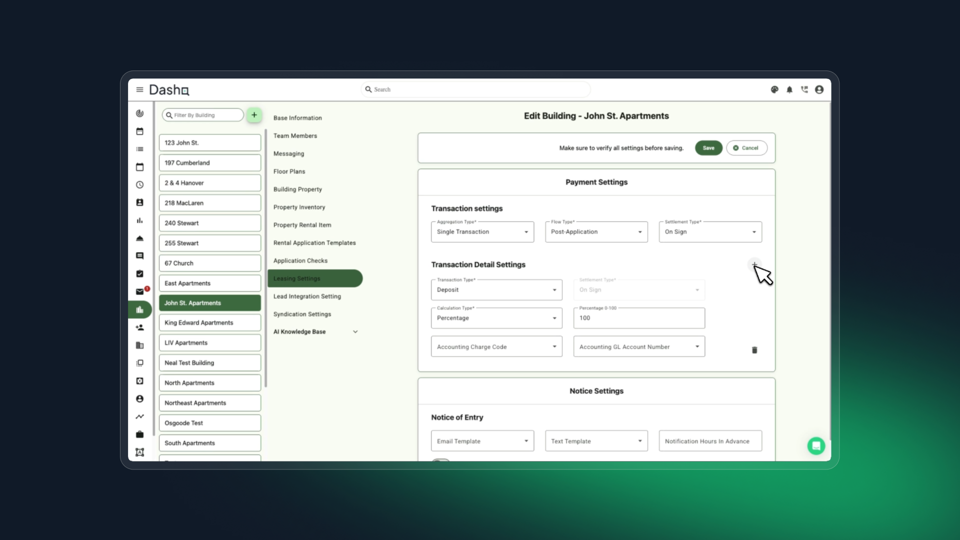 Image showing how DashQ users can set up community-specific charge codes